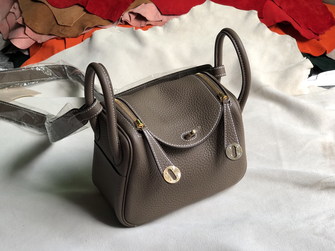 에르메스 미니 린디백 에토프 금장 끌레망스 가죽